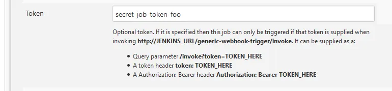 Configure the Generic Webhook Trigger using a token